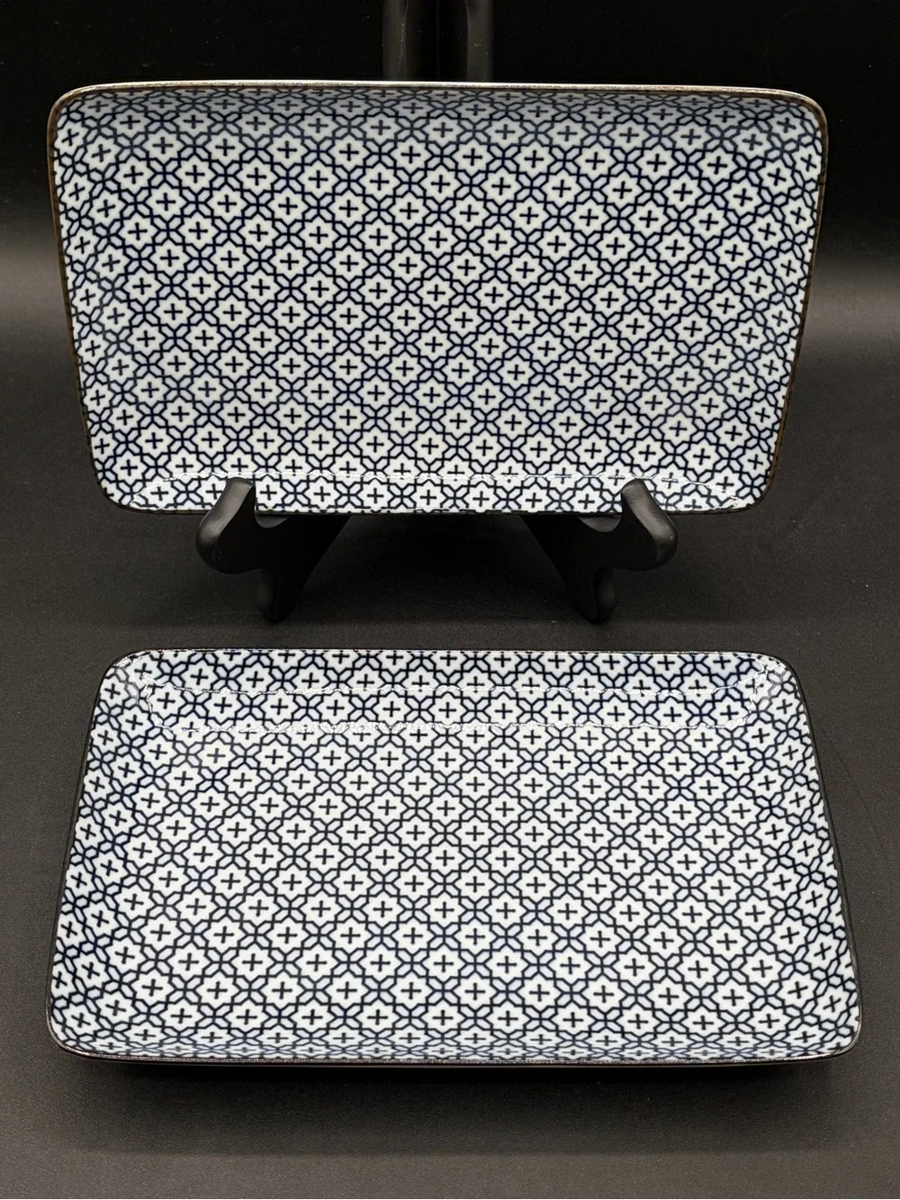 Set Of 2 Nishido Kiln Sashiko Sushi Platters 1970-1990 Porcelain Japan 1970-1990